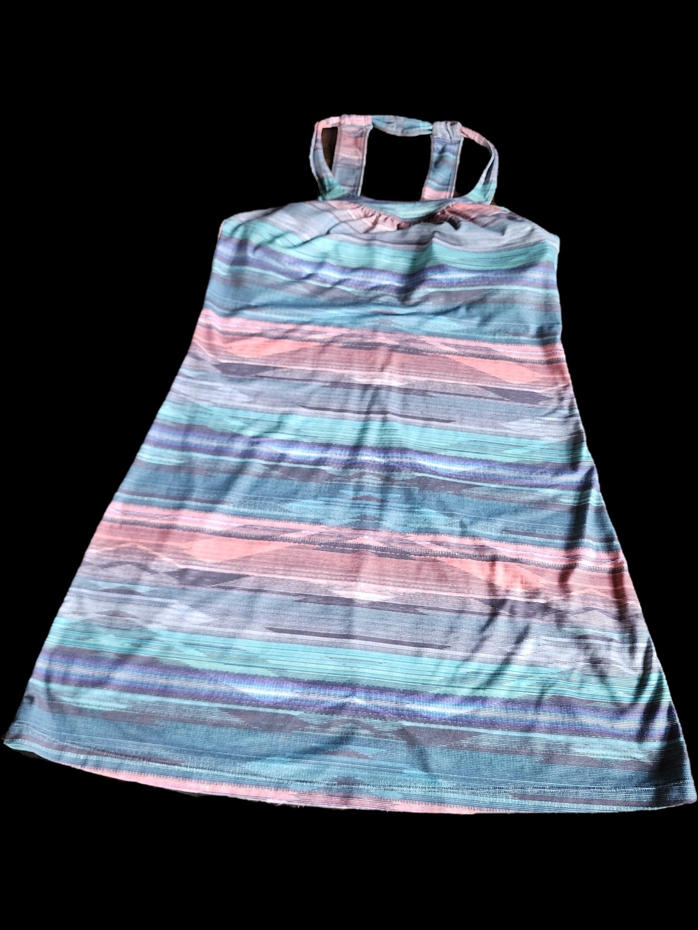 Prana Striped Racerback Midi Dress - Teal, Pink & Blue